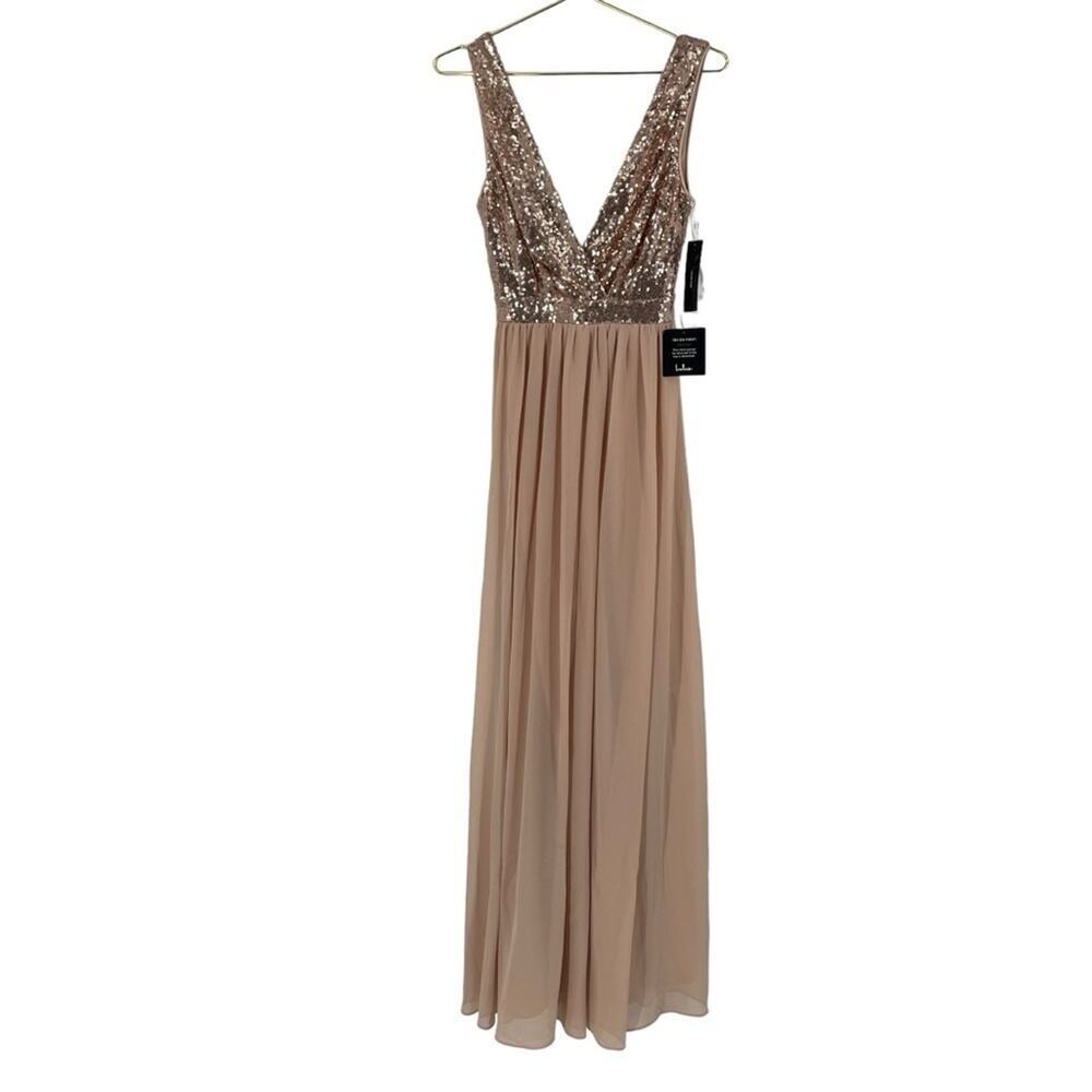 Lulus Elegant Encounter Gold Sequin Maxi Dress Size XS NWT. - Picture 3 of 6